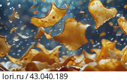Potato chips flying in the air on a blue background. Videophone. Стоковое AI-видео, аниматор Юрий Поздников / Фотобанк Лори