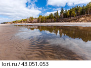 Обмелевшее побережье Обского водохранилища после сброса воды. Бердск. Новосибирская область. Западная Сибирь. Апрель. Стоковое фото, фотограф Евгений Мухортов / Фотобанк Лори