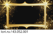 Gold glowing empty frame for text, festive shining particles, Vibrant neon border illuminated, holiday promotions, birthday announcements, sales events with space for customization, seamless loop. Стоковое AI-видео, аниматор Ирина Михайличенко / Фотобанк Лори