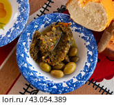 Tunisian mechouia salad served with bread. Стоковое фото, фотограф Яков Филимонов / Фотобанк Лори
