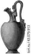 Ancient Bronze Art. Greco-Italian vase. Publication of the book "Meyers Konversations-Lexikon", Volume 7, Leipzig, Germany, 1910. Стоковая иллюстрация, иллюстратор Sergey Kohl / Фотобанк Лори