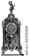 Ancient Bronze Art. Grandfather clock. Publication of the book "Meyers Konversations-Lexikon", Volume 7, Leipzig, Germany, 1910. Стоковая иллюстрация, иллюстратор Sergey Kohl / Фотобанк Лори