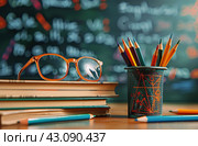Glasses Resting on Book. Стоковое AI-изображение, AI-художник Юлия Гапеенко / Фотобанк Лори