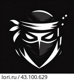 Минималистичный силуэт головы ниндзя. Стоковое AI-изображение, AI-художник Станислав Кноп / Фотобанк Лори