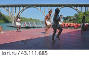 MATANZAS, CUBA - APRIL 10, 2024: Dance of local aborigines telling about the capture of their island by the Spanish conquistadors. Редакционное видео, видеограф Алексей Кузнецов / Фотобанк Лори