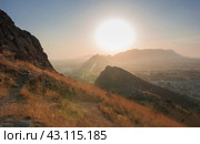 Sunset view from Sulaiman-Too mountain, Osh Kyrgyzstan (2017 год). Стоковое фото, фотограф Evgenii Predibailo / Фотобанк Лори