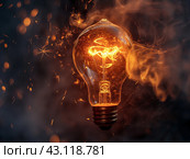 Incandescent Bulb Overheating Concept. Стоковое AI-изображение, AI-художник Кирилл Черезов / Фотобанк Лори