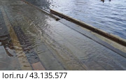 Деревянный настил причала отломился во время половодья и болтается на воде во время весеннего паводка. Петрозаводск, набережная Онежского озера. (2024 год). Стоковое видео, видеограф Sergei Gorin / Фотобанк Лори