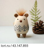 Christmas toys made of felted wool in Scandinavian style. Стоковое AI-изображение, AI-художник Ирина Старикова / Фотобанк Лори
