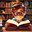 Single happy boy at the desk in the library enjoy books. European boy explore books. Pupil loves lecture, education, preparing for school. Schoolboy in the glasses in the world of paper books, pseudo 3d cartoon style, AI. Стоковое AI-изображение, AI-художник Sergey Grishin / Фотобанк Лори