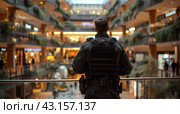 Police Officer Standing in Shopping Mall. Стоковое AI-изображение, AI-художник Юлия Гапеенко / Фотобанк Лори