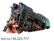Train with steam locomotive series Ov isolated on white background. Стоковое фото, фотограф Фотограф / Фотобанк Лори