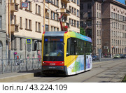 Трамвай ЛМ-68М3 вагон №3509, Кронверкский проспект, Санкт-Петербург (2018 год). Редакционное фото, фотограф Алексей Иванов / Фотобанк Лори