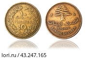 Coin 10 piastres. Lebanon. 1970. Стоковое фото, фотограф Евгений Ткачёв / Фотобанк Лори