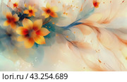 A close up of a beautiful painting featuring flowers on a plain white background. Стоковое AI-видео, аниматор Юрий Поздников / Фотобанк Лори