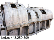 Морской корабельный турбовальный двигатель на белом фоне. Marine ship turboshaft engine on a white background. Стоковое фото, фотограф Татьяна Д / Фотобанк Лори
