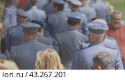 19 may 2024, Mafra, Portugal - competition in military academy - group of men in military uniforms are standing in a line. Редакционное видео, видеограф Константин Шишкин / Фотобанк Лори