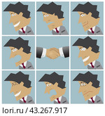 Businessman facial emotions. Стоковая иллюстрация, иллюстратор Игорь Сорокин / Фотобанк Лори