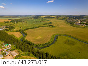 Вид с высоты на реку Суна (аэросъемка 2023 года) Стоковое фото, фотограф Владислав Самошкин / Фотобанк Лори