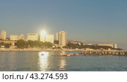 Вид на город Сочи с воды (2024 год). Стоковое видео, видеограф Сергей Татаринцев / Фотобанк Лори