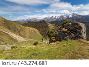 Panoramic view of the Caucasus mountains. Стоковое фото, фотограф Юлия Белоусова / Фотобанк Лори