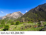 Panoramic view of Baksan gorge. Стоковое фото, фотограф Юлия Белоусова / Фотобанк Лори