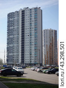 Дома ЛСР. Район Новая Охта. Муринская дорога, 51к1, Санкт-Петербург. LSR Homes. Novaya Okhta District. Murinskaya Road, 51k1, St. Petersburg. (2024 год). Редакционное фото, фотограф Юрий Пуликов / Фотобанк Лори
