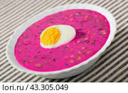 Cold yogurt beetroot soup. Стоковое фото, фотограф Яков Филимонов / Фотобанк Лори