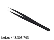 Black metal tweezer with antistatic coating. Стоковое фото, фотограф Денис Дряшкин / Фотобанк Лори