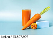 Свежий морковный сок и сладкая морковь крупным планом на светлом фоне. Стоковое фото, фотограф Лозовая Людмила / Фотобанк Лори