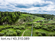 Село Суенга. Вид с высоты птичьего полёта. Новосибирская область, Маслянинский район, Западная Сибирь России. (2024 год). Стоковое фото, фотограф Евгений Мухортов / Фотобанк Лори