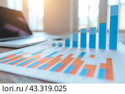 Development and growth concept. Businessman plan growth and increase of positive indicators in his business. Стоковое AI-изображение, AI-художник Ирина Ручушкина / Фотобанк Лори