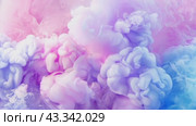 A mesmerizing 4K video featuring abstract, swirling, smokie formations in pastel hues of pink, purple, and blue, creating a dreamy and ethereal background. Стоковое AI-видео, аниматор Lena Bereberdina / Фотобанк Лори