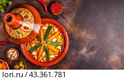 Vegetable tagine with almond and chickpea couscous. Стоковое фото, фотограф Татьяна  Бральнина / Фотобанк Лори