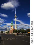 Berlin / Germany - 08 Sep 2015: Berlin TV Tower, Fernsehturm, Germany. Редакционное фото, фотограф Сергей Стрелков / Фотобанк Лори