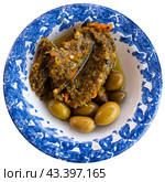 Tunisian mechouia salad served with bread. Стоковое фото, фотограф Яков Филимонов / Фотобанк Лори