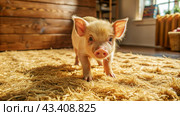 Close-up portrait of a minipig. Стоковое AI-изображение, AI-художник Виктория Кольцова / Фотобанк Лори