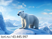 A polar bear on an ice floe. Стоковое AI-изображение, AI-художник Виктория Тельминова / Фотобанк Лори