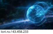 Digital Earth with Glowing Network Connections. Стоковое AI-изображение, AI-художник Кирилл Черезов / Фотобанк Лори