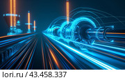 Futuristic Neon Energy Conduits. Стоковое AI-изображение, AI-художник Кирилл Черезов / Фотобанк Лори