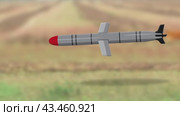 Military cruise missile flies towards a target against the backdrop of the earth. Стоковая анимация, аниматор Дмитрий Кобзев / Фотобанк Лори