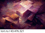 A beautiful abstract background with a mauve and magenta color palette, featuring an irregular pattern of ribbed squares, uneven tiles and angular structures. Generative AI. Стоковое AI-изображение, AI-художник Андрей Степанов / Фотобанк Лори