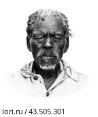 African peoples. Portrait of a Hottentot or Khoekhoe, the indigenous nomadic pastoralists in South Africa. Publication of the "Meyers encyclopedia", Volume 7, Leipzig, Germany, 1910. Стоковая иллюстрация, иллюстратор Sergey Kohl / Фотобанк Лори