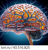 Мозг и искусственный интеллект. Brain and artificial intelligence. Стоковое AI-изображение, AI-художник Irina Khaliavina / Фотобанк Лори
