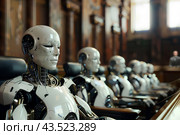 Роботы на судебном заседании. Стоковое AI-изображение, AI-художник Щеголева Ольга / Фотобанк Лори