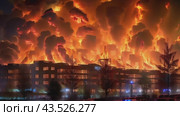 The Great Fire of the City Building. Стоковое AI-видео, аниматор Юрий Поздников / Фотобанк Лори