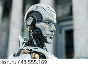 Робот у здания суда. Стоковое AI-изображение, AI-художник Щеголева Ольга / Фотобанк Лори