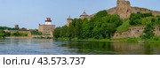 Панорама реки Нарова на границе России и Эстонии (2024 год). Стоковое фото, фотограф Анна Карасева / Фотобанк Лори