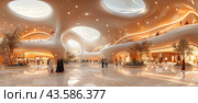 Modern Architecture Interior With Ovals And Skylights In A Large Shopping Mall. Стоковое AI-изображение, AI-художник Сергей Толмачёв / Фотобанк Лори