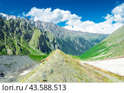 A picturesque view from the basin of the Skazsky glacier to the Tsey gorge. The North Caucasus. Russia. Стоковое фото, фотограф Константин Лабунский / Фотобанк Лори